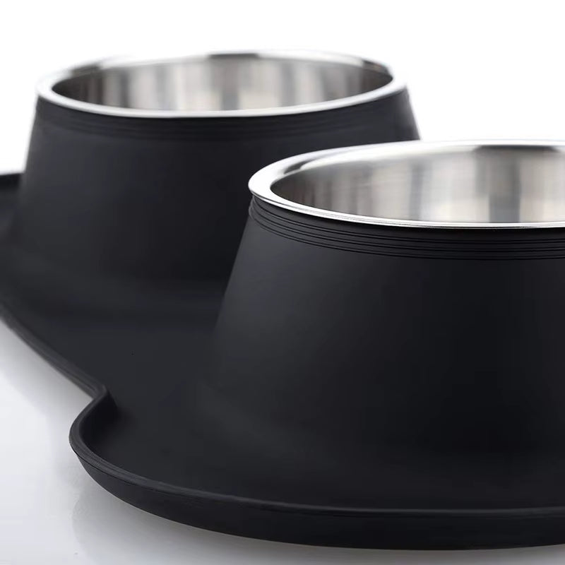 Antislip Double Dog Bowl with Silicone Mat Durable Stainless Steel No Spill Pet Feeding Bowl Drinking Water Food Feeder