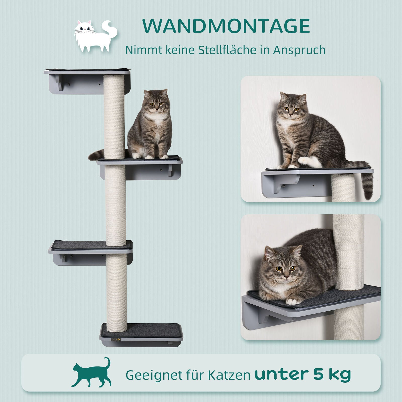 Pawhut Wandkratzbaum Katzen-Kletter