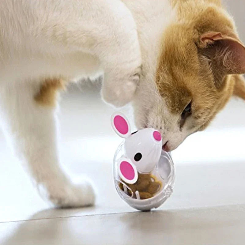 Cat Toy Mouse Tumbler Leak Food Feeder Pet Puzzle Cartoon Cat Toy Leakage Ball Kitten Interactive Toys Slow Feeding Pet Supplies