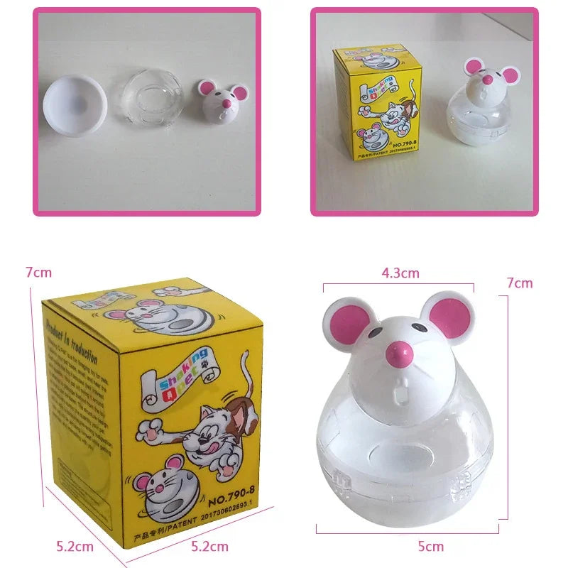 Cat Toy Mouse Tumbler Leak Food Feeder Pet Puzzle Cartoon Cat Toy Leakage Ball Kitten Interactive Toys Slow Feeding Pet Supplies