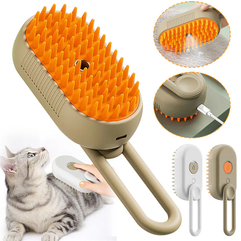 PREMIUM PET Steam Brush 3 in 1 Electric Brush for Massage and Hair Removal Combs 