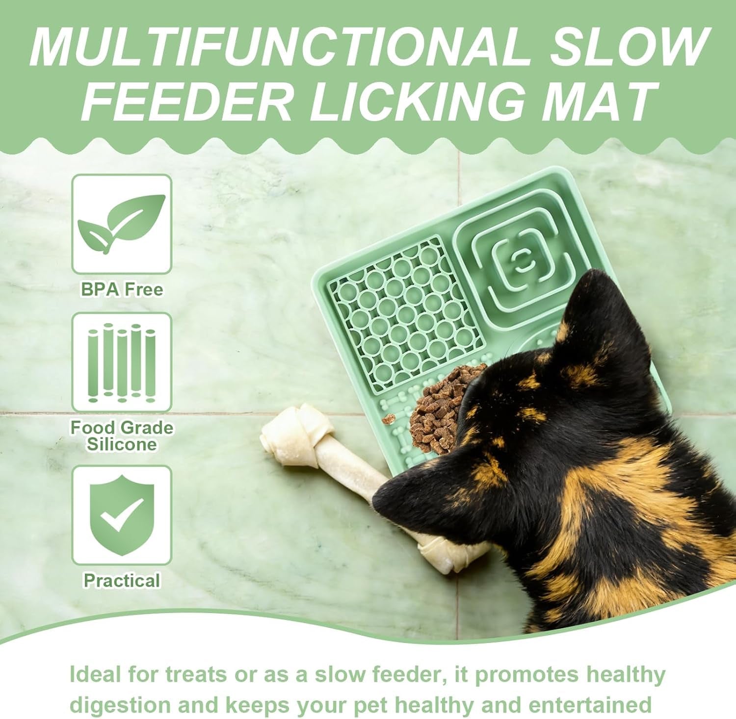 Schleckmatte Hunde Und Katzen Gross 20X20 Cm, Silikon Leckmatte Dog Mit Saugnäpfen, Angstlösende Leckpad Cat Bpa-Frei, Slow Feeder Lick Pat Hund Für Baden Und Fellpflege Fütterungsmatten