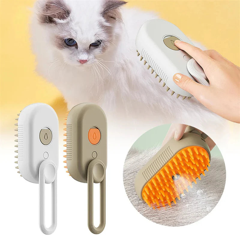 PREMIUM PET Steam Brush 3 in 1 Electric Brush for Massage and Hair Removal Combs 
