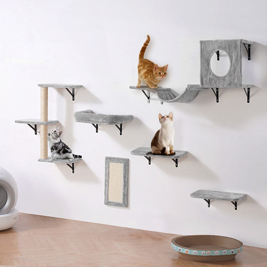 Kletterwand Katzen Wandliege Katzenliege Katzenbett Katzenregal 6Er-Set