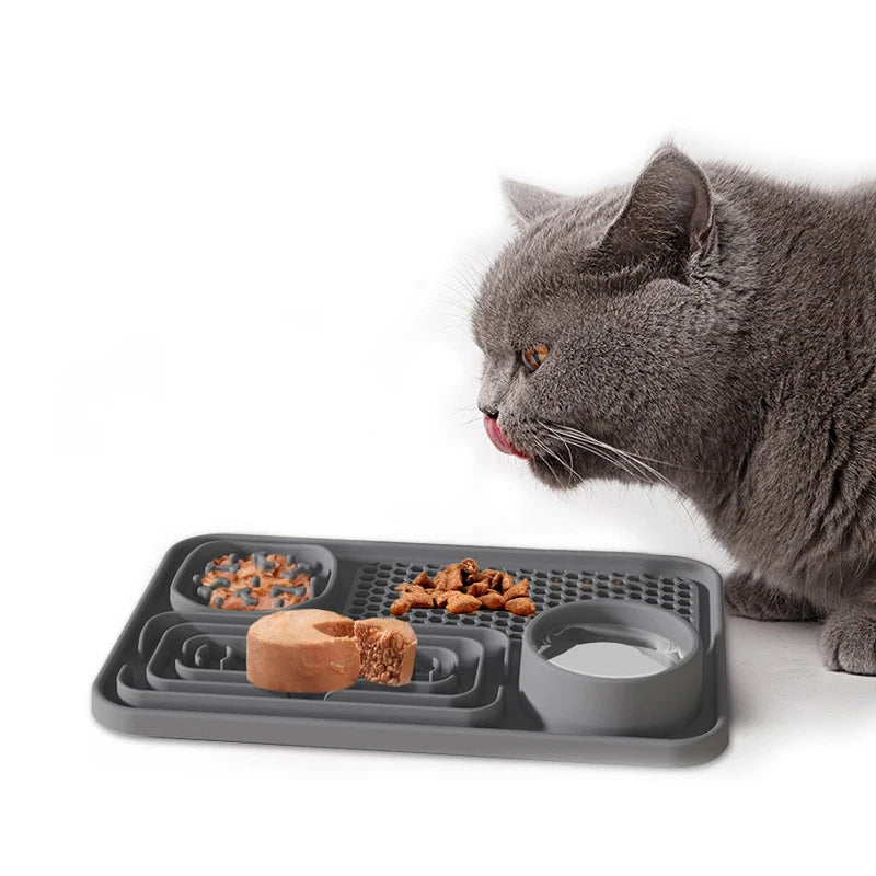 Pet Placemat Cat Slow Feeding Mat Dog Lick Mats Silicone Pets Eating Dogs Feeder Supplies Suction Cup Dog Bathing Distraction