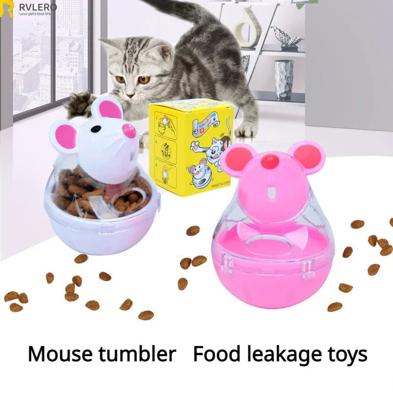 Cat Toy Mouse Tumbler Leak Food Feeder Pet Puzzle Cartoon Cat Toy Leakage Ball Kitten Interactive Toys Slow Feeding Pet Supplies