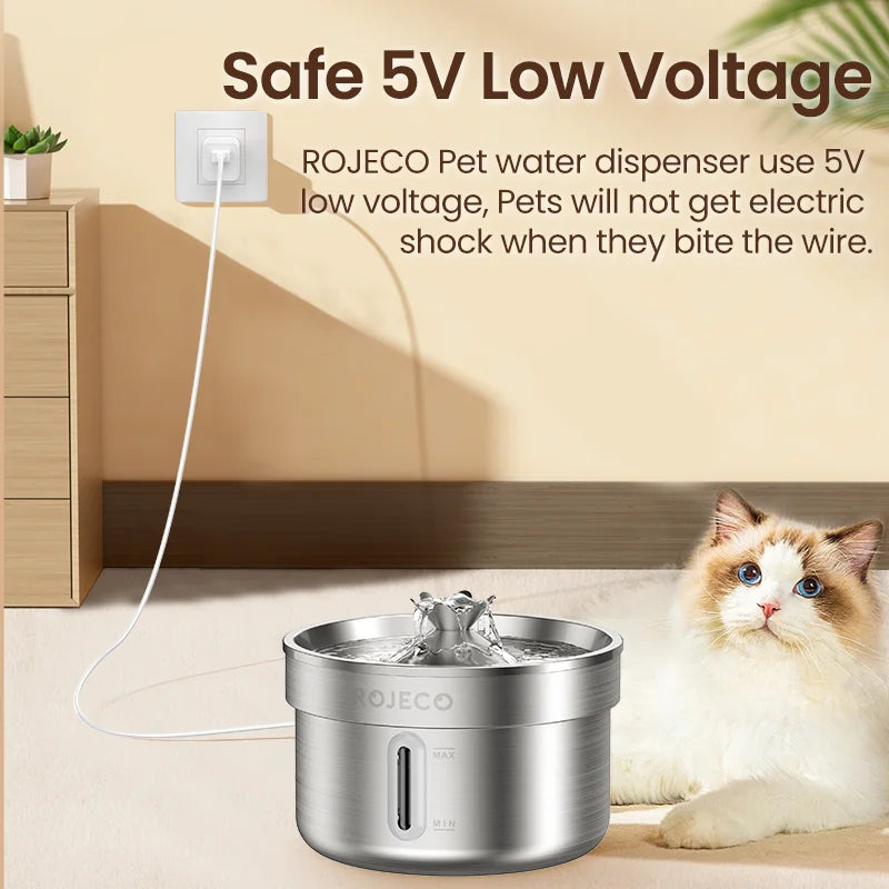 Stainless Steel Pet Drinking Fountain Automatic Cat Water Fountain Smart Pet Water Dispenser for Dog Cat Drinking Supply