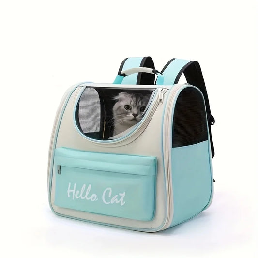Large Capacity Collapsible Pet Backpack with Zip Closure, Handle and Mesh Vent, Perfect for Cats and Small Dogs Traveling