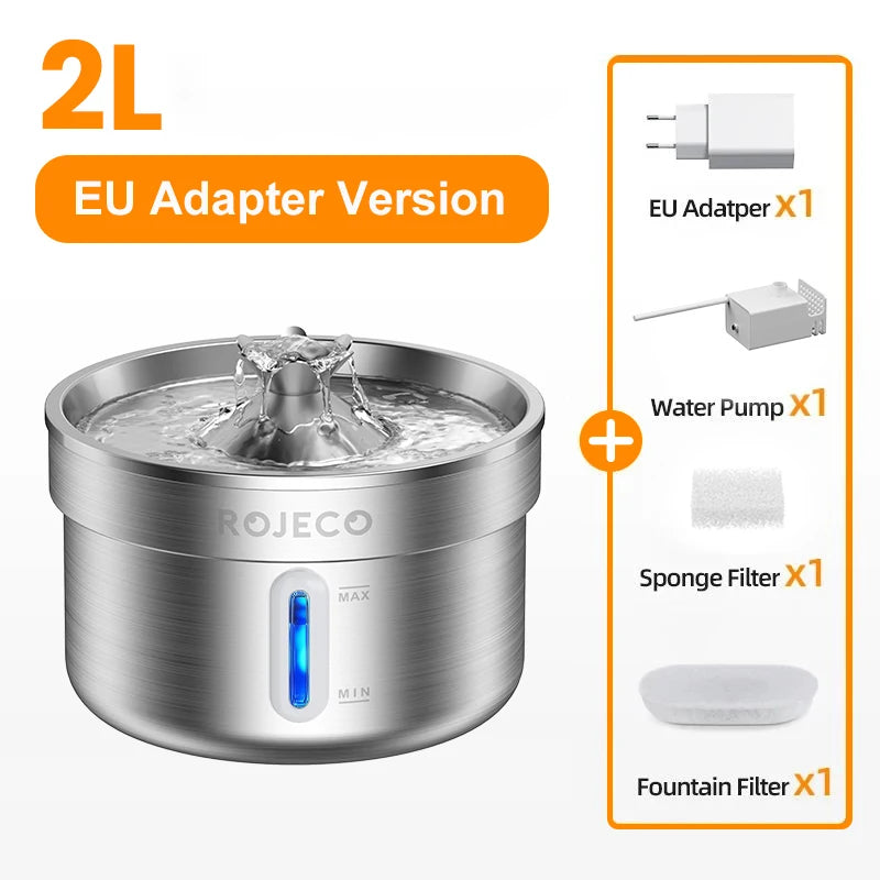 Stainless Steel Pet Drinking Fountain Automatic Cat Water Fountain Smart Pet Water Dispenser for Dog Cat Drinking Supply