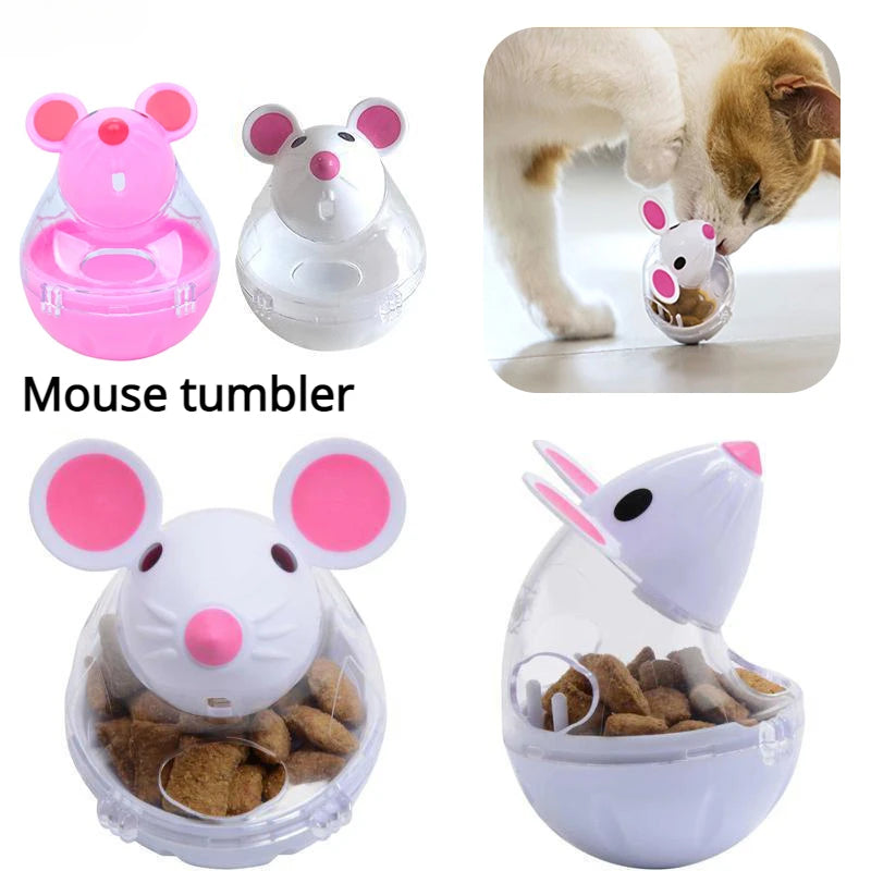 Cat Toy Mouse Tumbler Leak Food Feeder Pet Puzzle Cartoon Cat Toy Leakage Ball Kitten Interactive Toys Slow Feeding Pet Supplies