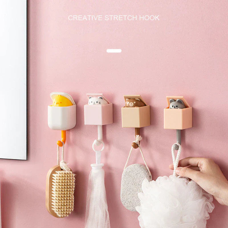 1 PCS Creative Cat Hook Cute Cartoon Animal Cat Mouse Decorative Hook Dormitory Bedroom Door Hangers Hooks Home Wall Decoration