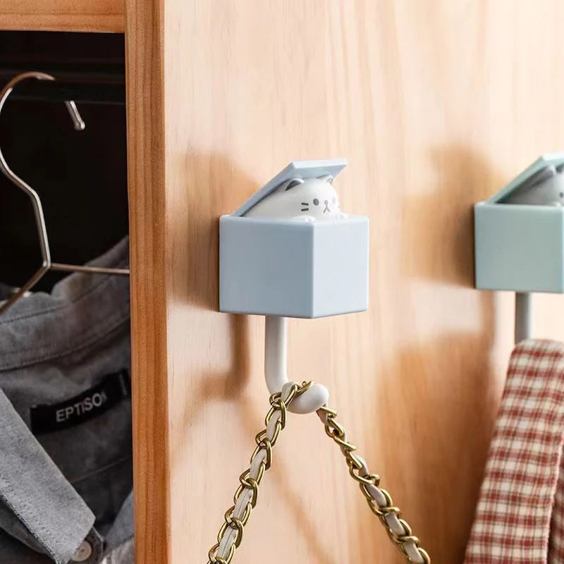 1 PCS Creative Cat Hook Cute Cartoon Animal Cat Mouse Decorative Hook Dormitory Bedroom Door Hangers Hooks Home Wall Decoration