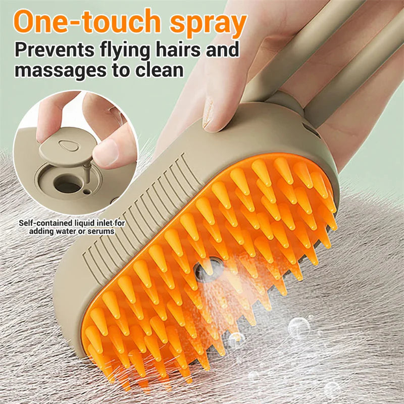 PREMIUM PET Steam Brush 3 in 1 Electric Brush for Massage and Hair Removal Combs 