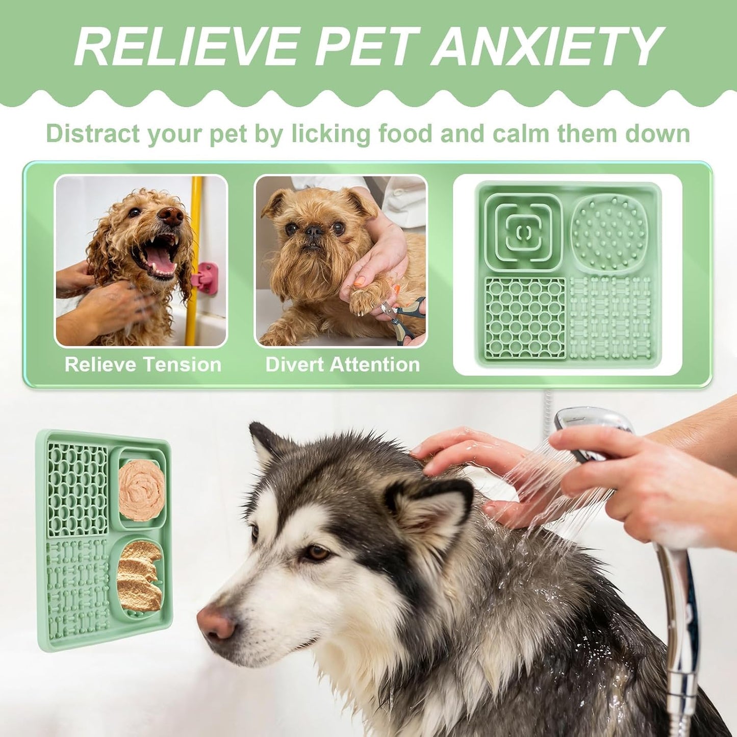 Schleckmatte Hunde Und Katzen Gross 20X20 Cm, Silikon Leckmatte Dog Mit Saugnäpfen, Angstlösende Leckpad Cat Bpa-Frei, Slow Feeder Lick Pat Hund Für Baden Und Fellpflege Fütterungsmatten
